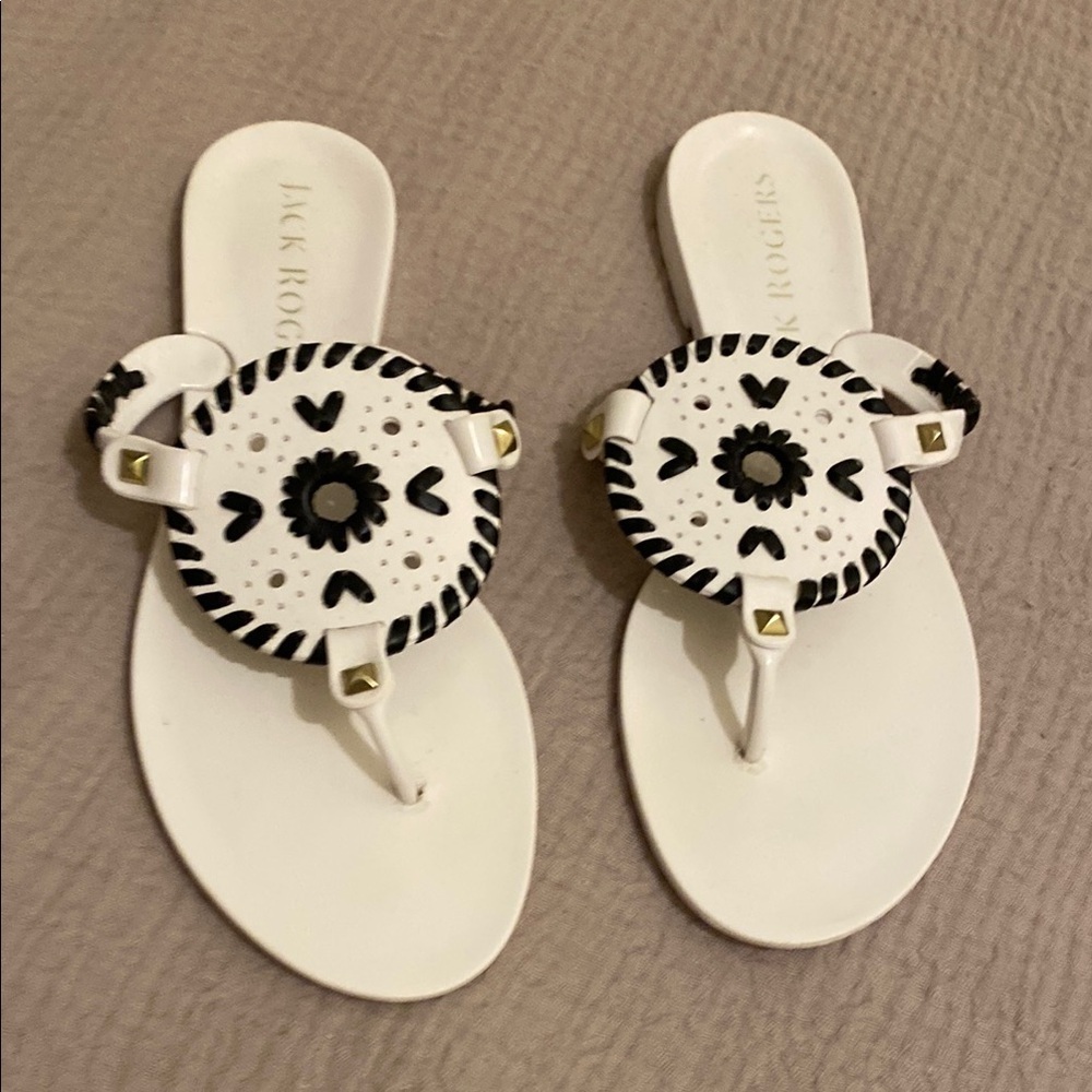 Jack Rogers Women's Black and White Sandals. Size 6 - Picture 3 of 7